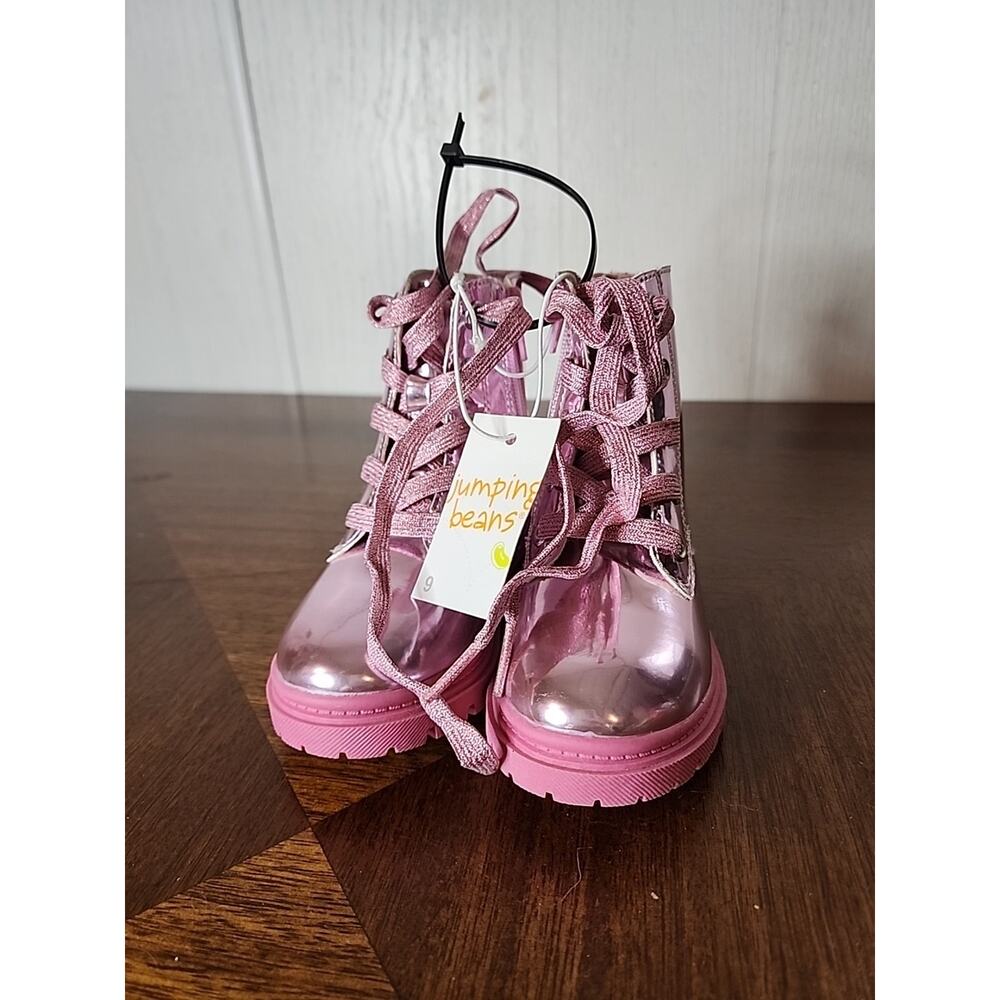 Jumping Beans Easy Zip Pink Combat Boots Shoes Toddler sz 9